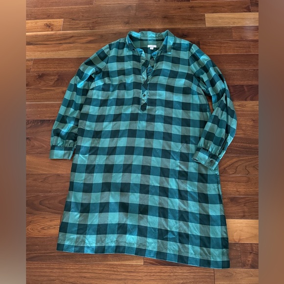 J.Jill Green Plaid ShirtDress, Size Medium Tall - Picture 12 of 15